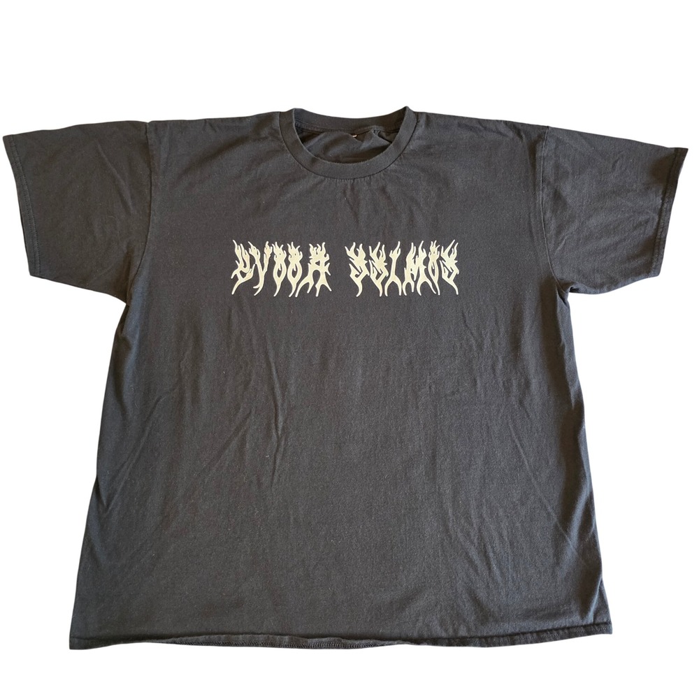Y2K Graphic T-Shirt Black Skeletal Wing Spine Back Print Streetwear Mens XL